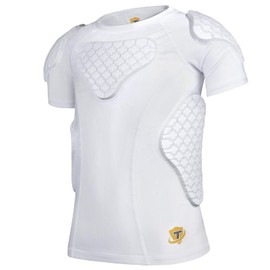 Dialudon Youth Boys Football Rib Chest Protector Padded Compression Shirt 6-Pads for Football Baseball Basketball Lacrosse White Size L