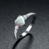 ACEFEEL 925 Sterling Silver Heart Shaped White Opal Engagement Promise