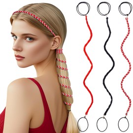 3 Packs Ponytail Holders Hair Ties for Women, Pony Tails Elastic Braided Holders for Gym, Spiral Hair Ties for Swimming Sports (3pcs16"colorful02)