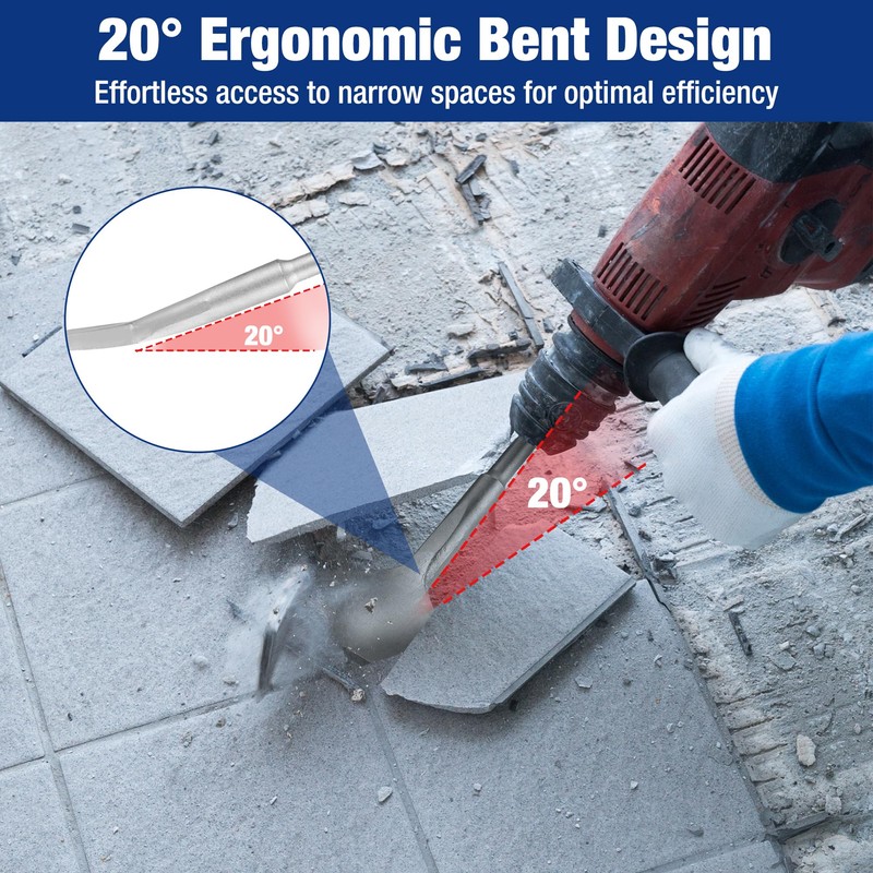 WORKPRO 3-inch SDS Plus Chisel, Cranked Angled Bent Tile Removal