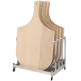 LRUI Pizza Peel Rack, Steel 4 Available Slots for Pizza Peel Organizing and Saving, Pizza Holder Rack with Non-Slip Feet