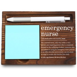 VYNWPDFLI Emergency Nurse Gift, ER Nurse Appreciation Desk Decor, Motivational Office Organizer, Wooden Sticky Note Holder, 6.4*4.6*0.6 inches,LQQ67