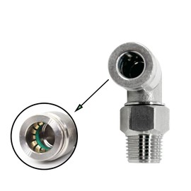 Jienk 2Packs Pneumatic 304 Stainless Steel Male Elbow 5/32" Tube OD x 1/8" NPT Thread Push to Connect Air Fittings,90 Degree Quick Connector for Air Compressor Air Horn Air Bag