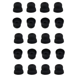 Zotech 20 Pcs Large Silicone Replacement Ear Buds Tips (Black) (Double Flange)