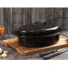 GOURMEX Small 7lb Black Oval Ceramic Enamel Coated Roasting Pan