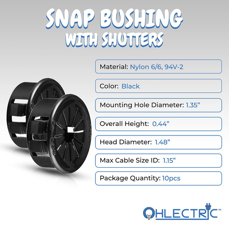 OhLectric Snap Bushing With Shutter - Plastic Snap Bushing for