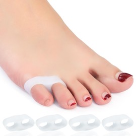 Zinyakon Two Hole Gel Small Toe Separator, 12 Pcs Little Toe Spacer for Overlapping Toe, Calluses, Blister, Relieve Foot Pain, Pinky Toe Corrector for Little Toe Bunion Pain