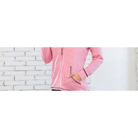 Women's 3-Color Soft Lightweight Oversized Hooded Zip-up Jacket for Yoga, Fitness & Transitional Wear Long Sleeve Pink S