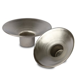 Ner Mitzvah Reusable Metal Candlestick Liners and Drip Guards - Medium Nickel Plated Candle Holder Protector Bobeches - Silver - 2 Pack