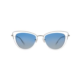 FAA'N Retro Big Frame Cat Eye Polarized Sunglasses Women with Spring Hinge(Clear Blue)