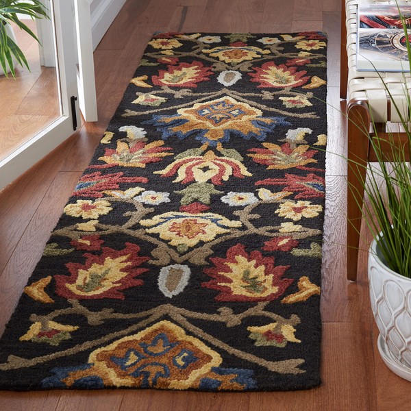 SAFAVIEH Blossom Collection Runner Rug - 2'3" x 16', Charcoal