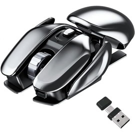 ZREOLYP Wireless Mouse,Ergonomic Design with Three-Level DPI Adjustment,USB and Type C 2-in-1 Receiver Wireless Mouse for Laptop,PC,Computer,MacBook and All USB Type C Devices-Metallic Gray