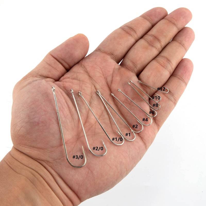 Dr.Fish 100 Pack Aberdeen Hooks Extra Long Shank Hooks Light