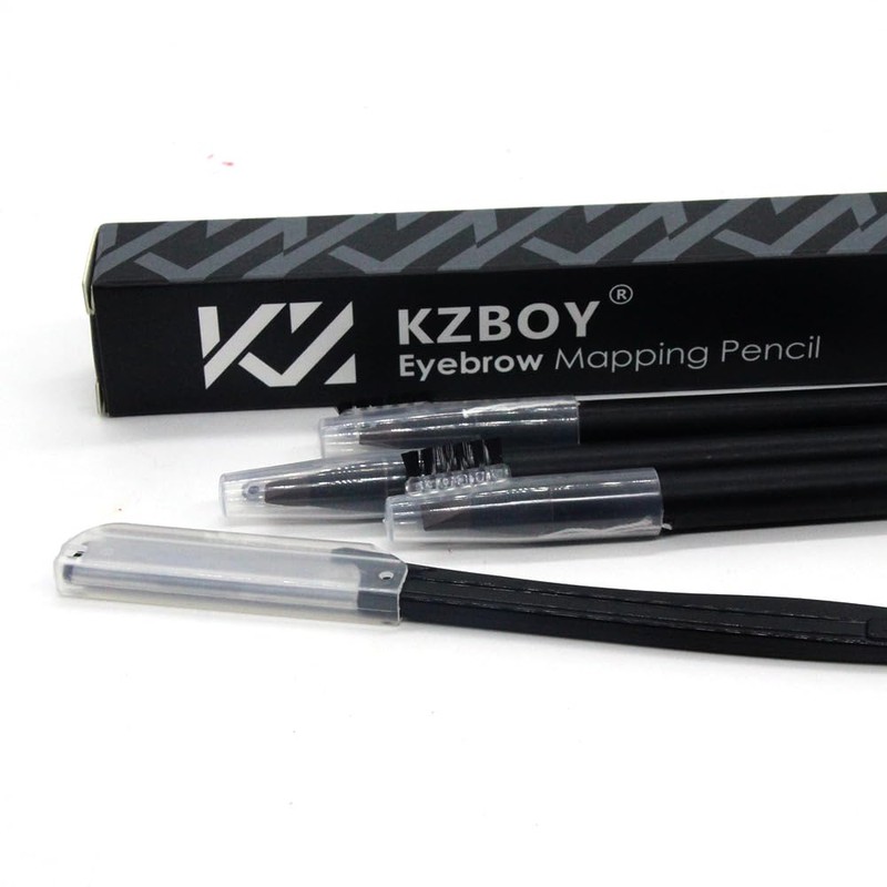 KZBOY Waterproof Microblading Eyebrow Mapping Pencils with a Sharpener (Brown)