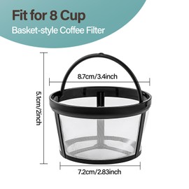 Prasacco Reusable Coffee Filters 4-8 Cup, Coffee Filter Basket Universal Coffee Filter Replacement Safety Nylon Mesh Reusable Coffee Filters for Mr. Coffee Makers and Brewers