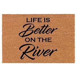 Coir Doormat Front Door Mat New Home Closing Housewarming Gift Life is Better On The River (30" x 18" Standard)