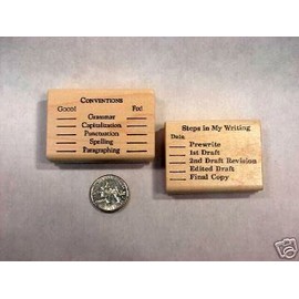 Vintage Stamps, Wooden Rubber Stamps Supplies for Teachers' Writing & Composition Editing Rubber Stamps for Craft Person, School Children, Learning Kids, Teacher, ...