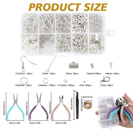 710 Pcs Jewellery Earring Making Kit with Jump Rings Pliers Tweezers