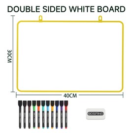 DumanAsen 30x40cm Magnetic Whiteboard - Dry Erase Board, Durable Writing Surface, Perfect for Office, Home, or Classroom Use, Includes whiteboard pens and Eraser, 12x16 Inches - Yellow