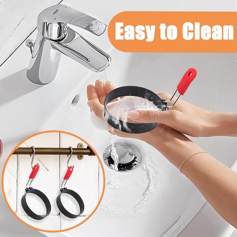 4Pack Egg Rings for Frying, Stainless Steel Egg Rings with