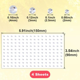 PAGOW 4 Sheets Face Gems Stickers, 640pcs Total Adhesive Rhinestones Face Jewels for Women Nose, Ear, Eyes, Eyebrow, Fake Lip and Nose Stud Stick on for Festivals Parties, Silver(2mm 2.5mm 3mm 4mm)