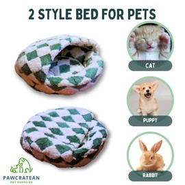 Pawcratean Small Size 15.7" 2 in 1 Pet Bed for Cat & Puppy in Shell Style Comfy & Soft Quality Rest Time