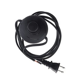 RTNLIT 6Ft Floor Foot Pedal Push Switch Inline Lamp Light On-Off Control with Wire Plug, Stripped Ends Ready for Wiring(1.8m, Black)