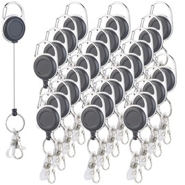 General Office Key Drawstring: Set of 25 Key and ID Card Yo-Yos Extra Strong Spring & Belt Clip (Key Ring with Drawstring, Key Finder), multicoloured, Unit size