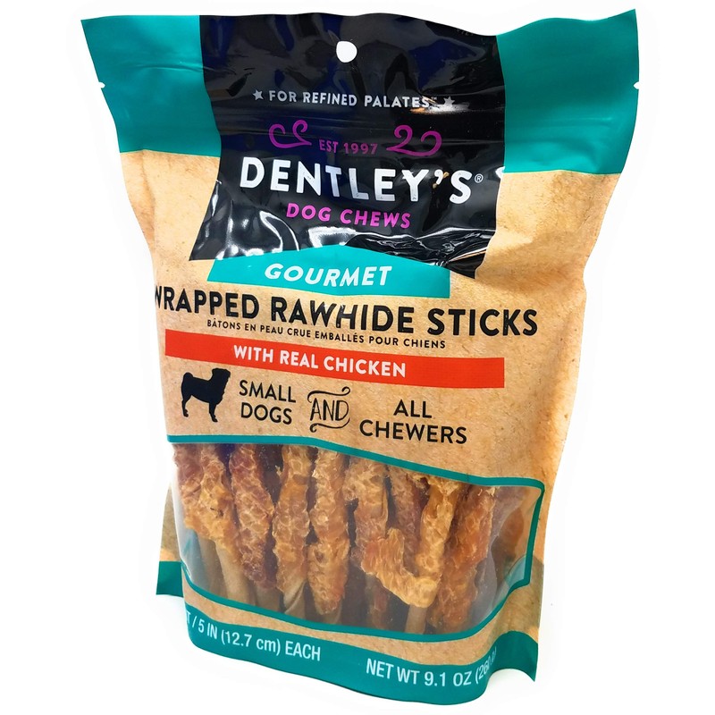 Dentley's Gourmet Wrapped Rawhide Sticks Dog Treats - Chicken 40