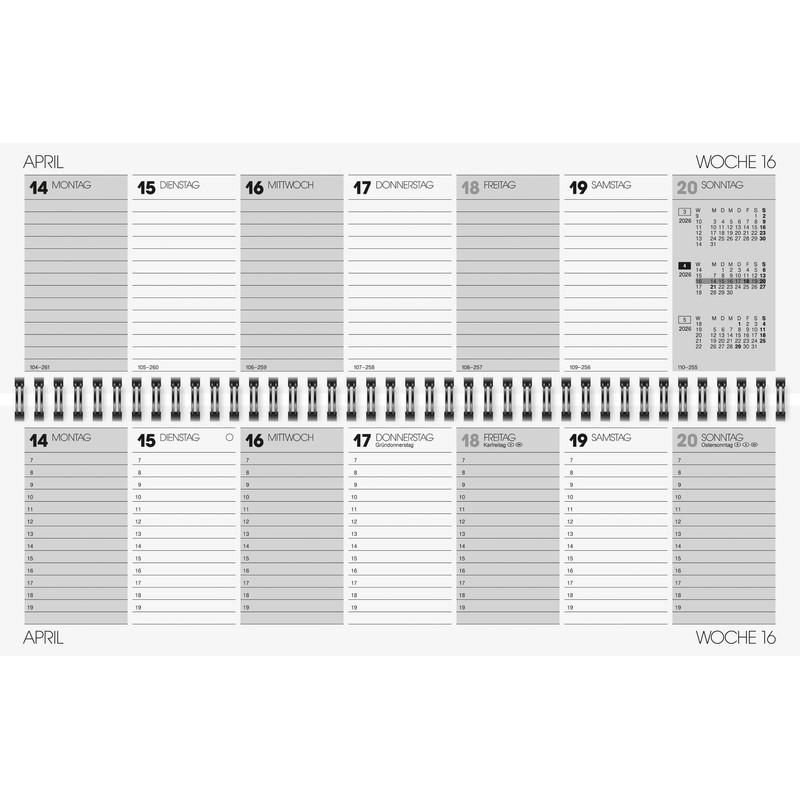 BRUNNEN Querterminbuch Mod. 774 2026 | 326×102 mm, Karton, sortiert