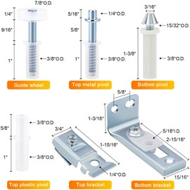 1 Set Bifold Door Hardware Repair Kit - Includes Top and Bottom Brackets, Pivots, and Guide Wheel for Sliding Closet, Pocket, Accordion, and Barn Door