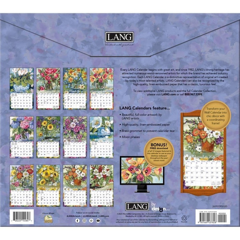 Lang Companies, Gallery Florals 2026 Wall Calendar by Susan Winget,