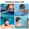 2 pcs Black & Rose Red Cloth Swim Caps for