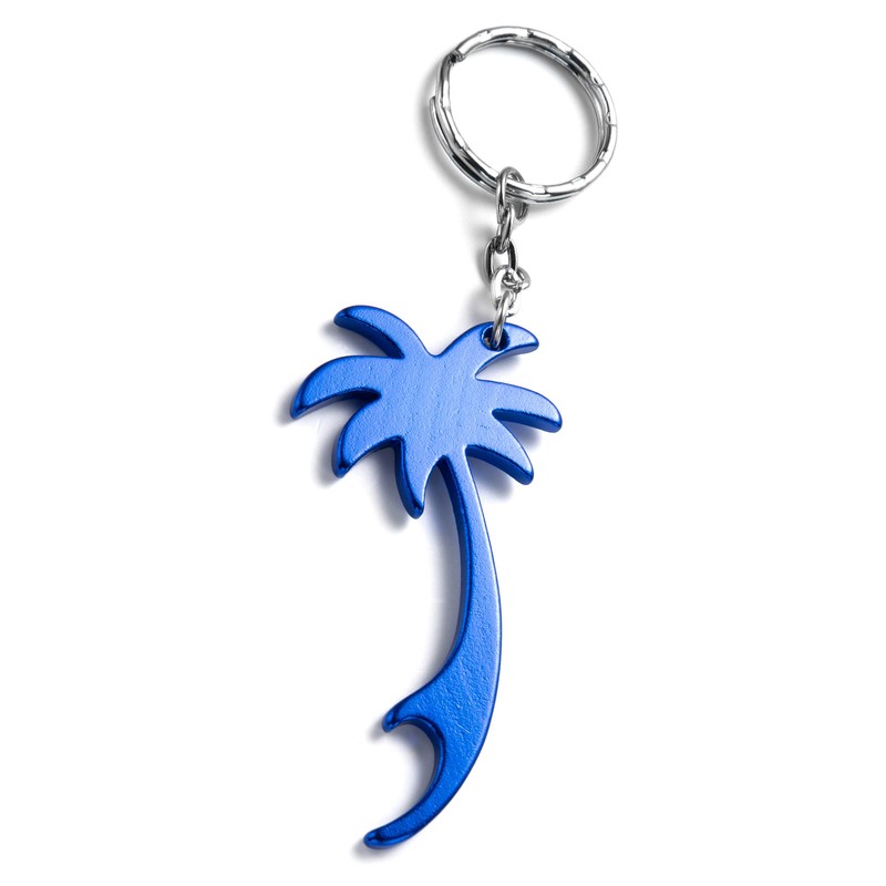 Komonee Palm Tree Blue Keychain Bottle Opener Key Chain Metal