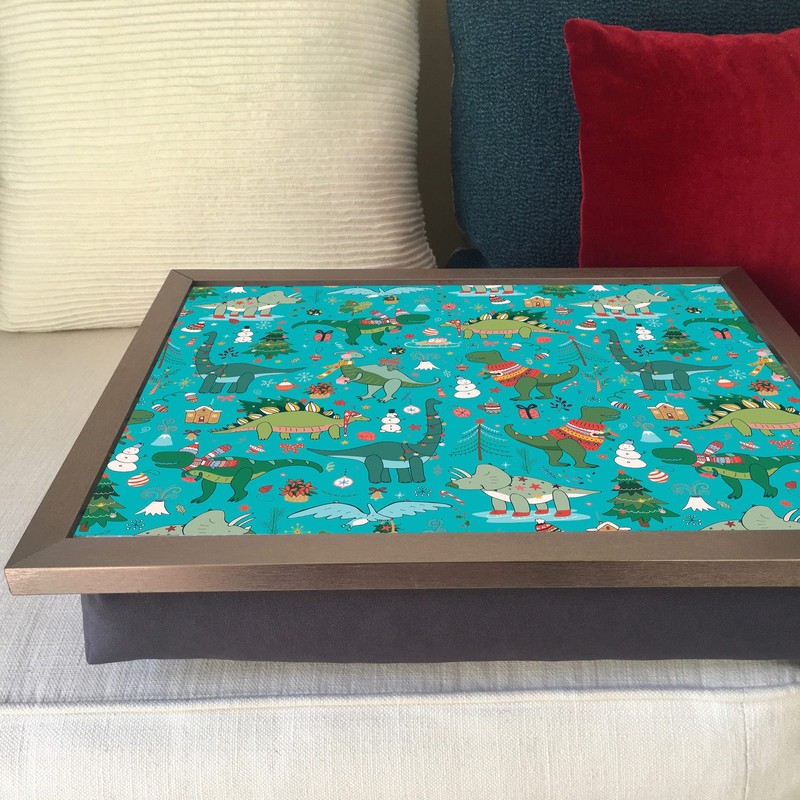 Dinosaur Lap Tray: Childrens Bean Bag Cushioned Laptop Lap Desk,
