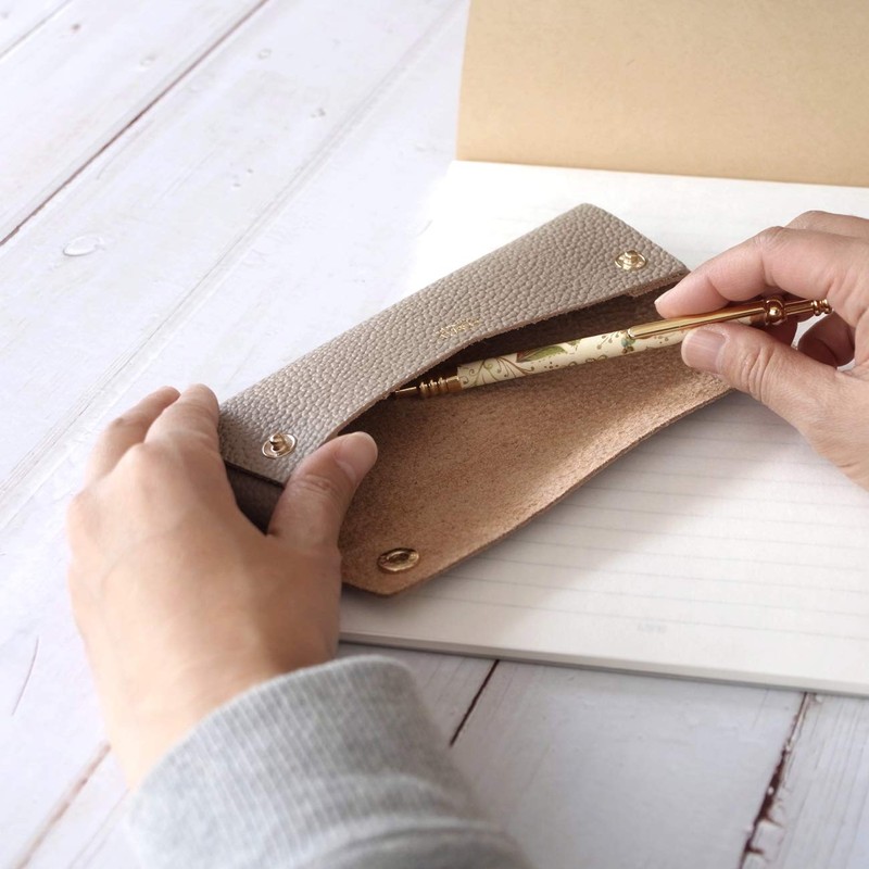 Corale Pen Case, Genuine Leather, Snap Button, Made in Japan,