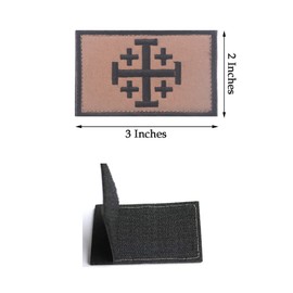 2 PCS Jerusalem Cross Crusader Jihad Patches Time for Another Crusade Patches Christian Patch Embroidered Tactical Morale Patch(Khaki Black)