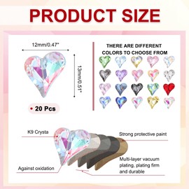 MECCANIXITY 20 Pcs 3D Heart AB Blue Nail Rhinestones 12x13mm K9 Glass Crystal Rhinestones Pointed Back Crooked Heart Gems for Nail Charm Art DIY Decoration Craft