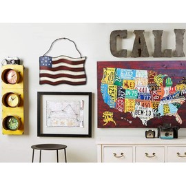 YK Decor 4th of July Patriotic America Flag Metal Wall Art Hanging Decoration for Indoor or Outdoor (Large)