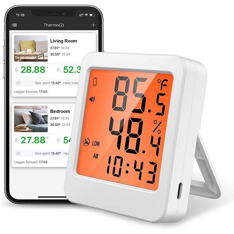 JJ Julie Japan Smart Thermo-Hygrometer, Bluetooth, High Precision, Smartphone Compatible,