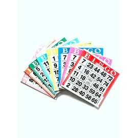 Unbranded 1 on Single Face Bingo Paper Game Cards- Pack of 100-Random All One Color Border