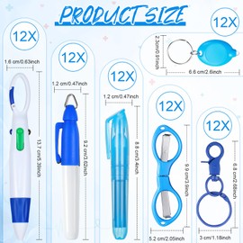 Glenmal 72 Pcs Badge Reel Pen Mini Highlighter Nurse Pens Set with Mini Scissors Highlighter Retractable Neon Nurse Pen LED Keychain Clip Flashlight Key Ring for Nurse (Multicolor,Stylish)