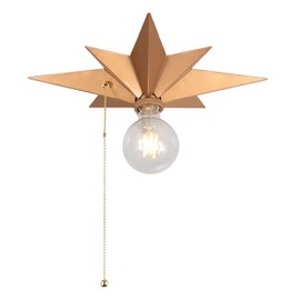 Flush Mount Ceiling Light Fixture with Pull Chain, Brass Star Ceiling Light, Industrial Light Fixtures Ceiling Mount for Hallway, Entryway, Study, Bedroom, Stair, Foyer, Kitchen, Bathroom - Metal