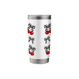 Checker Flag Hair Bows Cherries Car Racing Checkered Flag Stainless Steel Insulated Tumbler