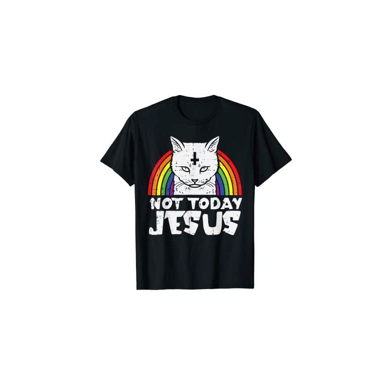 Not Today Jesus Cat Rainbow Satanism Satanic Satan Men's Women's