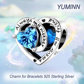 YUMINN December Charm for 925 Sterling Silver for Women's Bracelets & Necklaces, Dangle Pendant for Christmas, Valentine's Day, Mother's Day, Jewellery Gifts for Girls, Sterling Silver, Cubic Zirconia
