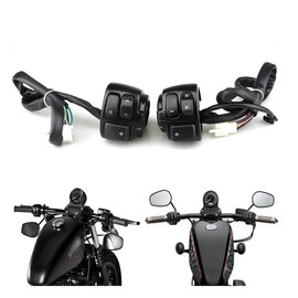 Evomosa Motorcycle Handlebar Switch, 25 mm Push Button Switch, Black, Manual Operation