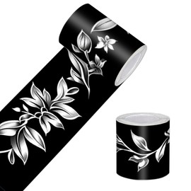 HOMETITUTE Wallpaper Border 4x196 Inch Peel and Stick Wall Border Wallpaper Border with Silver Leaf Floral Accent on PVC for Mirror Frame Paper Wall Decor Living Room Entryway Hallway Trim