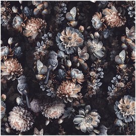 Luvdecor Dark Floral Wallpaper Removable Boho Peel and Stick Wallpaper Vintage Black Floral Wallpaper for Bedroom Wallpaper Stick On Wallpaper for Cabinet Shelf Liner Home Decor17.7 * 118 in
