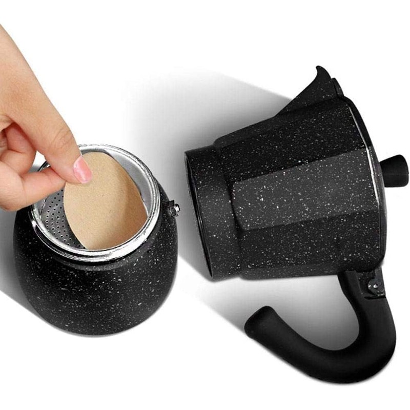 100 Pcs No.6 Coffee Filters, Moka Pot Filter Paper, Natural